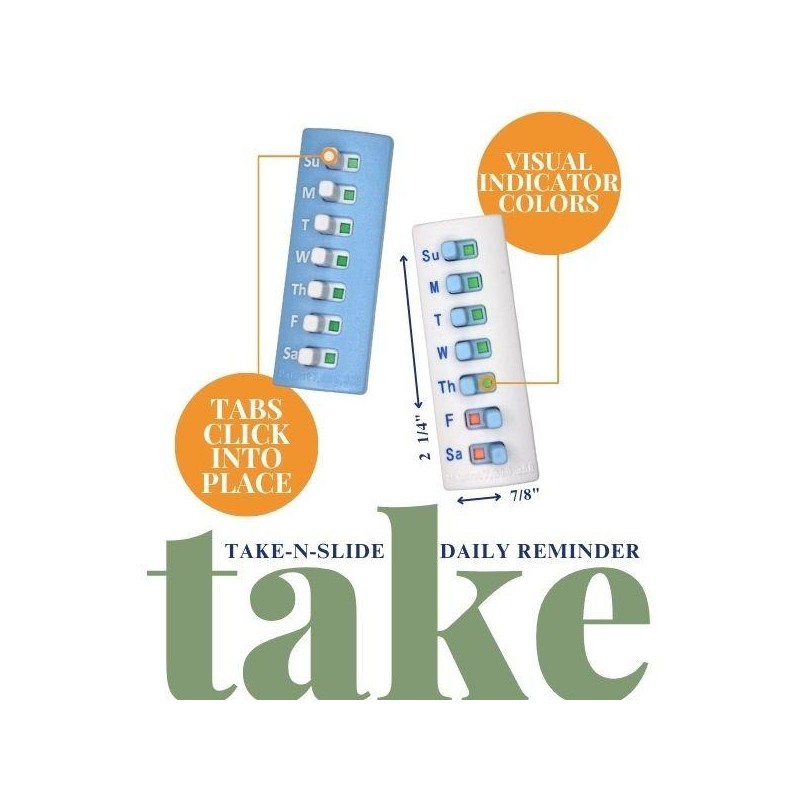 2-Pack Reusable Weekly Pill Organizer - Take-n-Slide Daily Medication Tracker