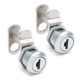 Qjaiune 2 Pack Cabinet Cam Lock with 5/8 Inch Cylinder, Offset & Straight Cam Thumb Locks, Tool Box Lock Replacement RV Locks for Storage Door File Drawer Dresser Mailbox, Nickel Finish