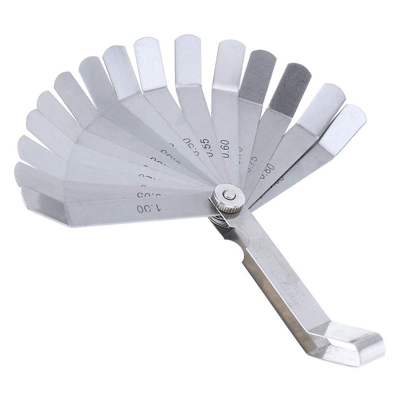 OriGlam Offset Feeler Gauge Set with 16 Blades, Standard Metric