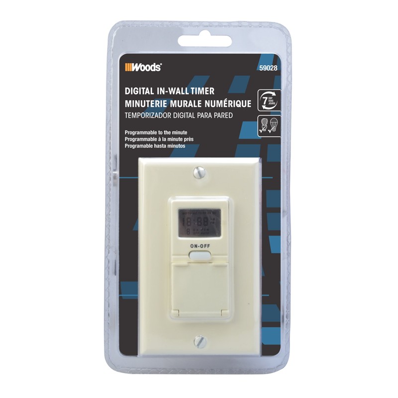 Woods 59028WD In-Wall 7-Day Digital Timer; Light Almond