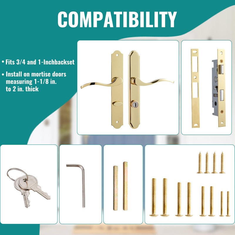 MaxxGeek Flat Slot Storm Door Handle Complete Set, Mortise Keyed