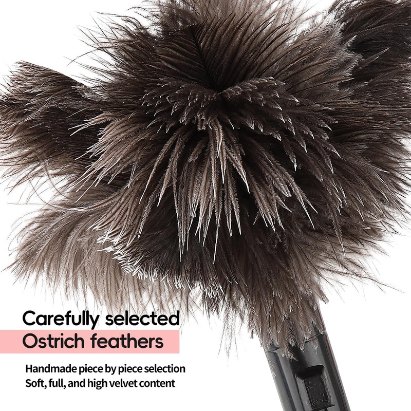 Retractable Feather Duster-Genuine Ostrich Feathers,Anti-Static,Reusable Eco-Friendly Handheld Cleaning for Keyboard,Home,Car,Office(10