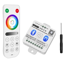 RGBZONE Bluetooth LED Controller, SP630E 4 Zones 2.4GHz RF Remote & APP Control, DC5V-24V LED Controller Support FCOB COB SMD PWM or SPI RGB RGBW WS2811 WS2812B WS2814 SK6812 IC etc Light Strips