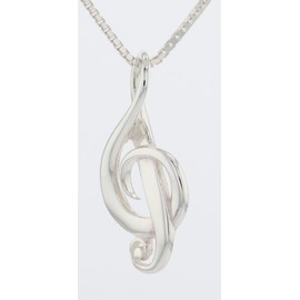 Jewelry Trends Treble G-Clef Music Note Symbol Sterling Silver Pendant Necklace 18"