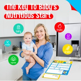 2 PCS Baby First Food & Grocery Magnet, Magnetic Babies’ Daily Foods Tracker, Dry Erase Chart Grocery List, 106 Before One for Fridge