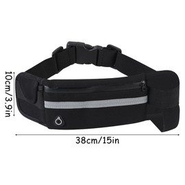 Bum Bag & Running Pack, Black Reflective Bumbags with Headphone Port for Ladies, Fashion Money Bumbags for Men, Lightweight Kids Bumbags, Waterproof Adjustable Waist Bag for Outdoor Traveling