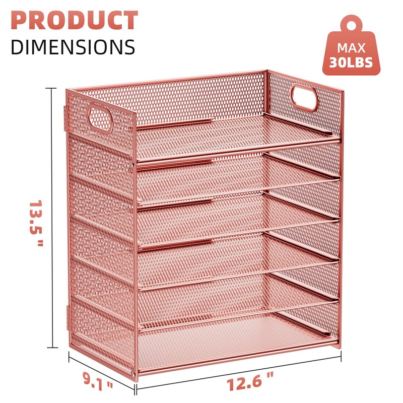 Marbrasse 6 Tier Paper Organizer Letter Tray - Mesh Desk