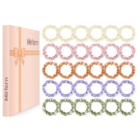 Mirlern 30 Pcs Small Scrunchies for Women Girls, No Damage Hair Accessories Ponytail Holders, Elastic Soft Rubber Bands for Thick Thin Hair (Flowers Theme)