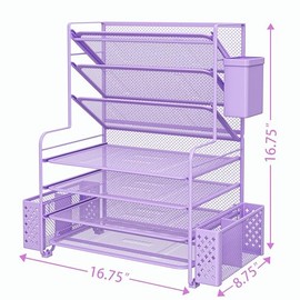 Simple Trending Organizador de archivos de escritorio de 7 niveles, organizador de papel con soporte para bolgrafo y cesta colgante de metal, color...