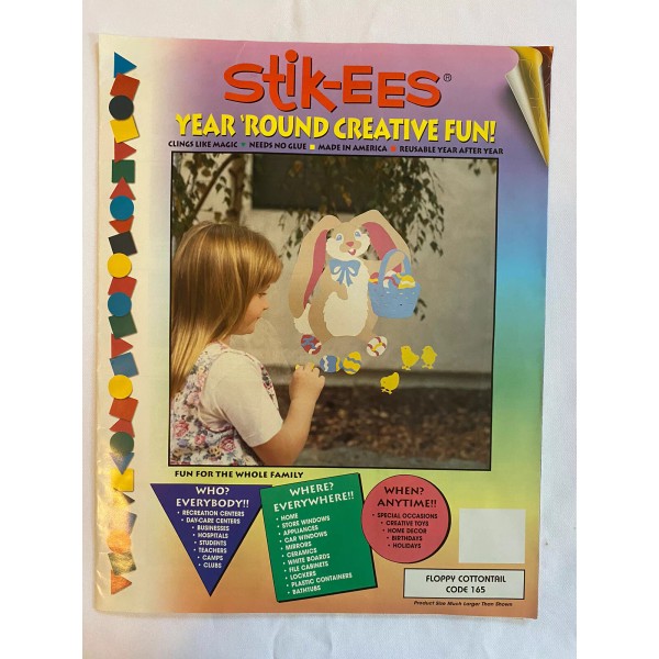 Stik-EES Easter Window Clings Floppy Cottontail Vintage Stik-EES 13” Bunny