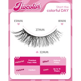 Natural Lashes Mink Natural Eyelashes False Eyelashes Natural Look False Lashes Wispy Eye Lashes Cat Eyelashes Fake Lashes 7 Pairs NK27