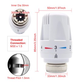 Temperature Control Valves Thermostatic Valve Head Automatic Standard Radiator Valves Replacement Fixed Head (Head Only)