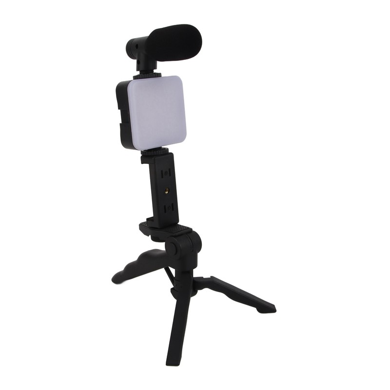 LED Video Fill Light Microphone Tripod Kit for Phone Camera