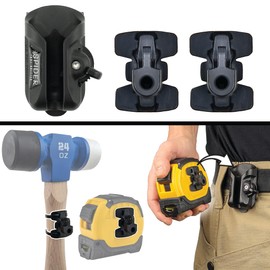 Spider Tool Holster - Tape Measure and Hammer Holster Kit - 1 Tool Holster + 2 Adhesive Pro Tool Tabs - Self Locking, Quick Draw Universal Tool Holder also for Bit Box, Drink Bottle, Mallet, and More!