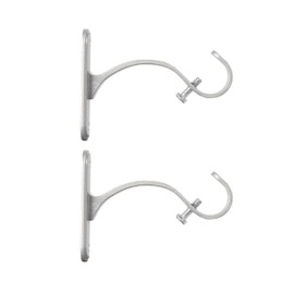 Kenney Curtain Rod Mounting Brackets, Wall or Ceiling Mount, 5/8" -3/4" Diameter, Set of 2, Brushed Nickel