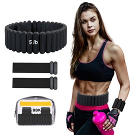 Silicone Adjustable Weighted Belt for Men & Women – DIY Weighted Walking & Exercise Belt with Removable Weights – Gym, Strength Training, Yoga, Hiking – Free Weight Adjustment for Wrist & Ankle (Black, 5lb)