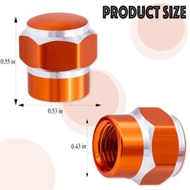 MEAJOO 4PCS Car Tire Valve Stem Caps, Corrosion Resistant Leak-Proof, Aluminum Alloy Wheel Valve Covers with Rubber O-Ring, Universal for Cars, SUV, Trucks, Bikes, Motorcycles, Bicycles(Orange)