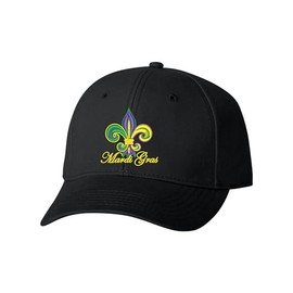 One Size Black Baseball Mardi Gras Colored Fleur De Lis Embroidered Dad Hat Structured Cap