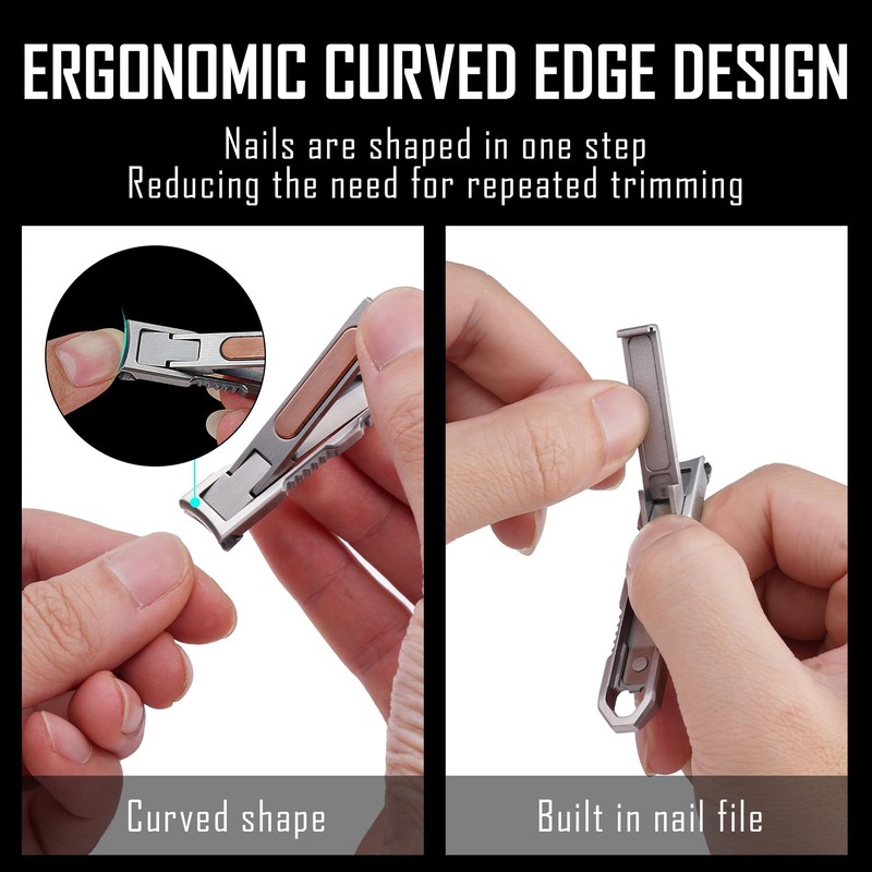 KeyUnity Titanium Foldable Nail Clipper with File, German 4116 Stainless