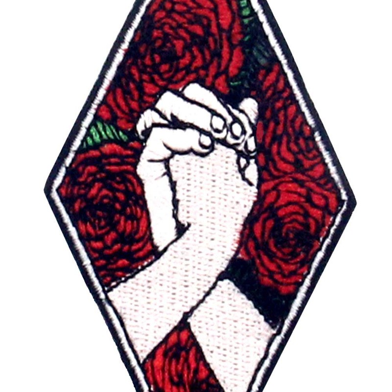 Love You Hand and Rose Embroidered Iron on Sew on