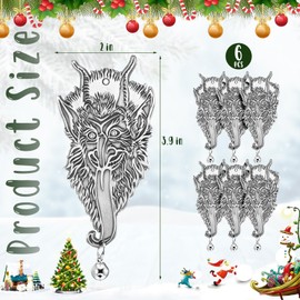 MorningRo 6 Pcs Krampus Ornaments for Christmas Tree Metal Christmas Hanging Ornaments Krampus Decorations Krampus Bell Gothic Christmas Ornaments Yule Decor for Creepmas