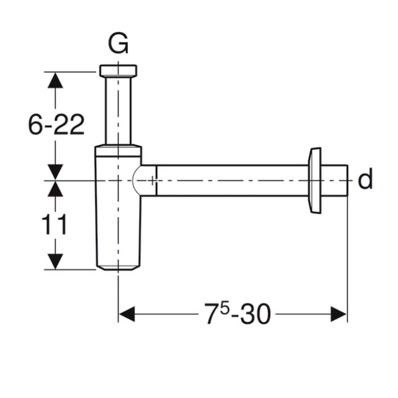 Geberit 151.034.21.1 design siphon 1.25 inch x 32mm chrome