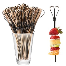 Solihigh Bamboo Cocktail Sticks Set of 100 Small Bamboo Skewers 12 cm, Bamboo Toothpicks Cocktail Garnish Stick for Drinks, Canapes, Appetizers Food Party Supplies 12cm (Black)