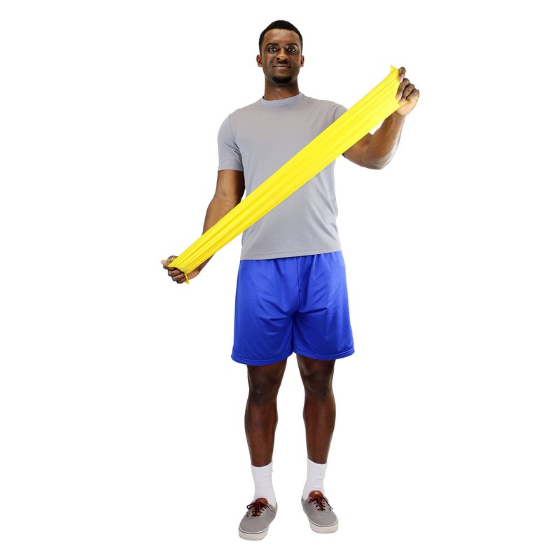 CanDo Singles Low Powder Exercise Band, 4-foot singles, Yellow: X-Light