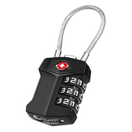 ZHEGE TSA Lock Padlock Small Dial Wire Suitcase Key 3 Digit Number for Travel Security Anti-Theft (Black)