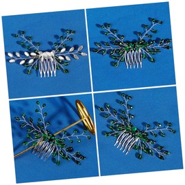 Baluue Hair Accessories Rhinestone Hair Comb Bridal Headpiece for Wedding Girls Headpiece Green Crystal J6812