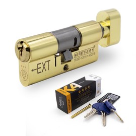 Fullex Kinetica+ K4 3* Thumbturn Euro Cylinder Door Lock - Brass, 50/50 (100mm), 3 Extra (6 Total)