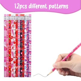 BAISDY 72 Pcs Valentine's Day Pencils Heart Shape Valentine's Day Pencils Bulk with Erasers for Kids Giving School Classroom Exchange Party Favor Supplies