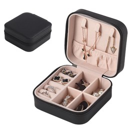 OUOQI Reise Schmuckkoffer,Kleine Schmuckschatulle für Damen,Schmuck Reise Organizer,Tragbarer Reise Schmuckbox,Mini Schmuckaufbewahrung Ohrringe,für Ringe,Ohrringe,Halsketten,Armbänder