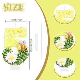 Flower Birthday Number Candles, 7th Bee Birthday Party Candles, Yellow Flower Bee Theme Number Candles for Boys Girls Baby