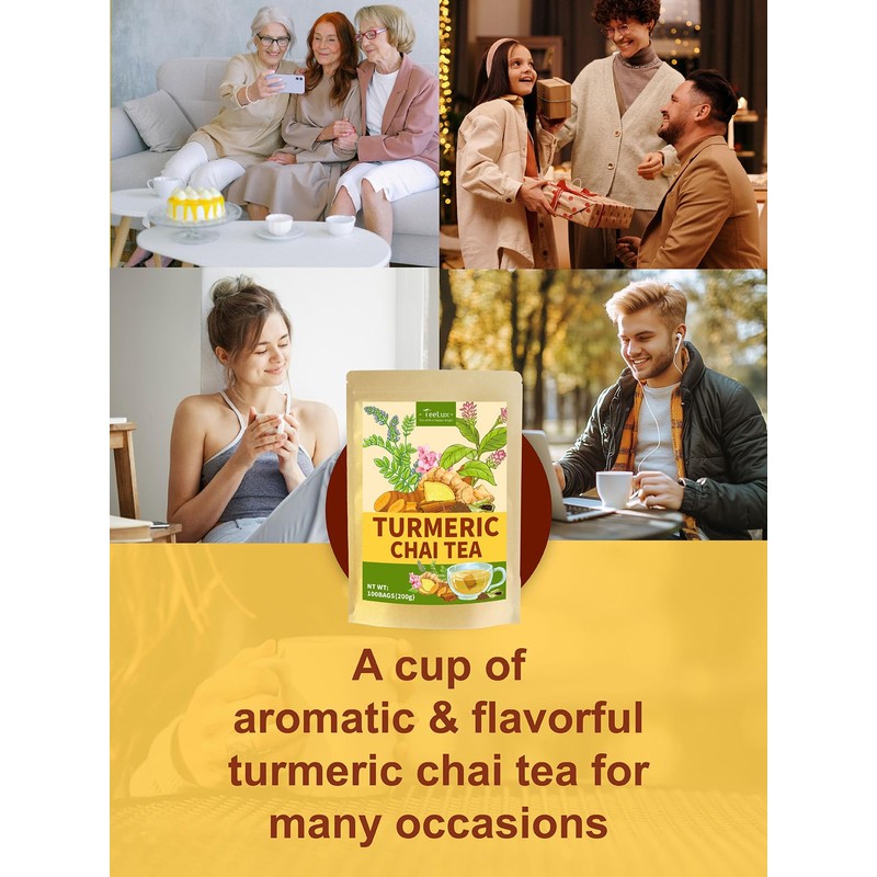 TeeLux Turmeric Chai Tea, Turmeric Tea with Licorice, Cinnamon, Ginger