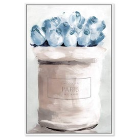 The Oliver Gal Artist Co. Fashion and Glam Framed Wall Art Canvas Prints 'Blue Flowers from Paris' Fashion