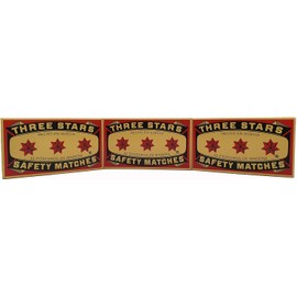 Three Stars Safety Matches, 3 Pack, Strike-On-Box