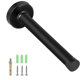 GisWell Stainless Steel Wall Door Stop, Wall Mounting, Stainless Steel Door Stop, Black Wall Door Buffer with Rubber Base, 120 mm Length, for Walls and Doors (Black)