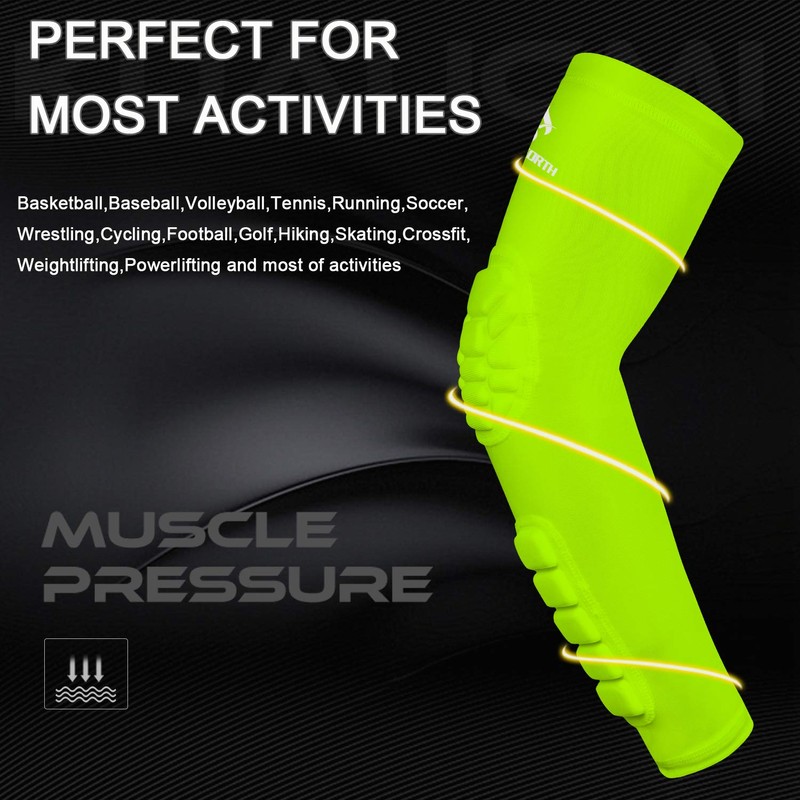 HOPEFORTH 2PCS Padded Elbow Forearm Sleeves Compression Arm Protective Support