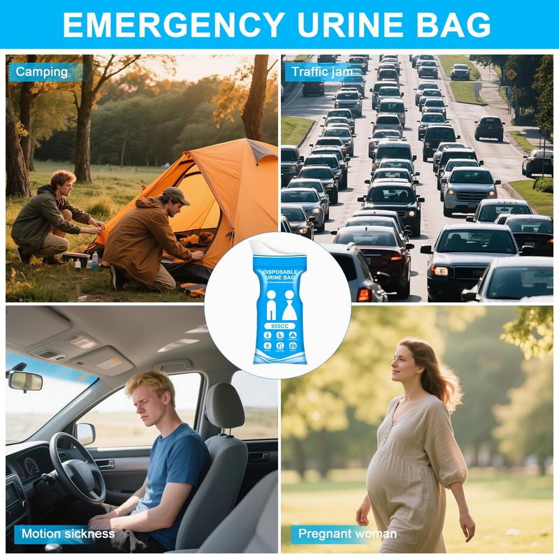SZWLJ 6-Pack 900CC Blue Disposable Urine Bags for Camping Essentials
