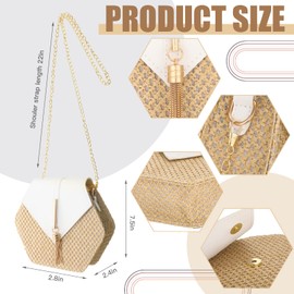 20 Pcs Boho Straw Purses Bags Jewelry Set, Woven Summer Shoulder Crossbody Bag Acrylic Rattan Earrings Statement Leopard Bracelet Tassel Necklace for Women