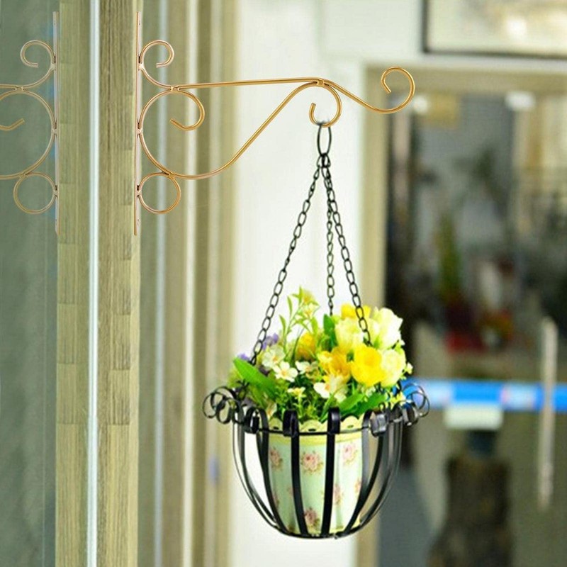 Hanging Plant Bracket 9.8inch, Gold Plant Hooks Plant Hanger Bracket