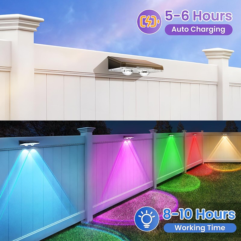 APILAB Solar Fence Lights Outdoor 8 Pack - 8 Modes