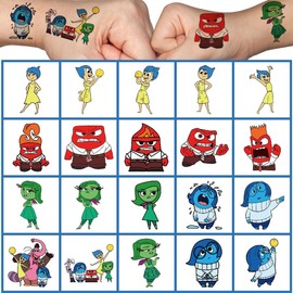 40 Sheets Inside Out Temporary Tattoos for Kids, Birthday Party Favors, Cartoon Inside Out Decoration Sticker Gifts for Girl Boys Home Activity Class Prizes Carnival Christmas Rewards