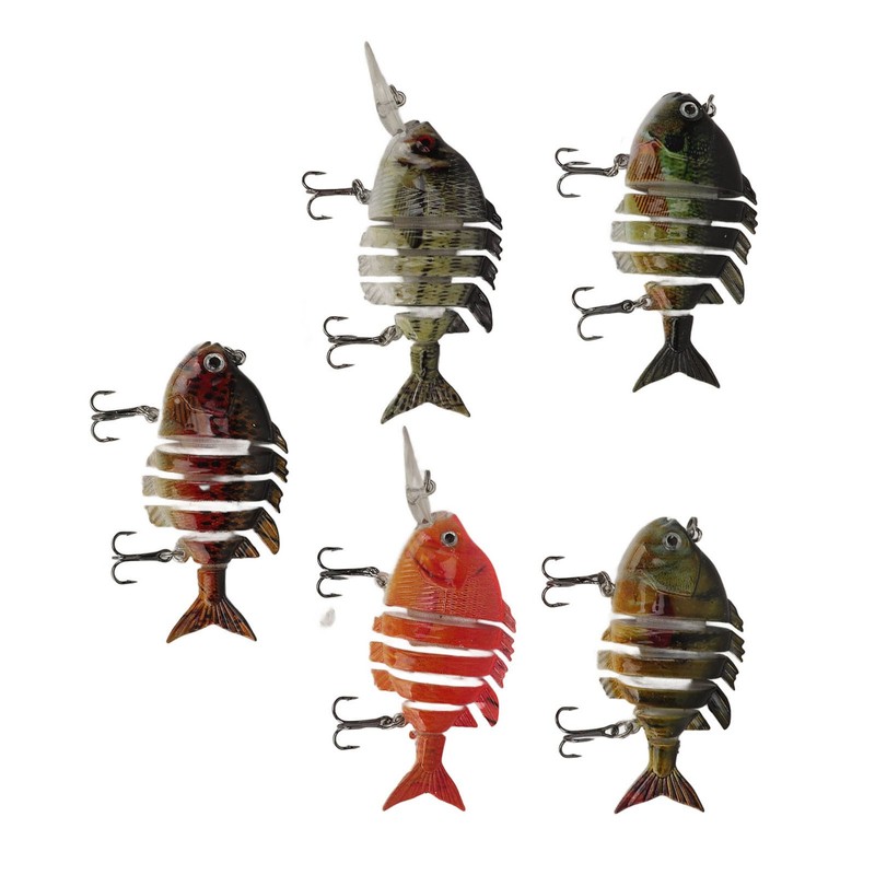 Segmented Fishing Lure Hard 6 Sections with High Carbon Treble