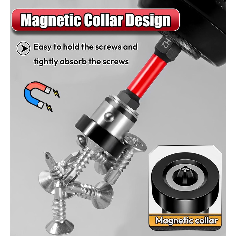 Saipor 5pcs Drywall Bit Attachment with Depth Stop, PH2 Magnetic