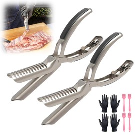 Rib Membrane Removal Tool,Stainless Steel Rib Prep Tool Membrane Remover,Ergonomic Rib Skinner for BBQ Accessories,Kitchen Gadgets Utensils for Grill Set,Dishwasher Grilling Accessories (2 Sets)