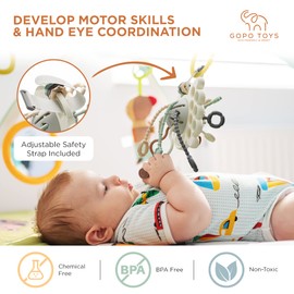 GOPO TOYS Baby Airplane Toys – Montessori Silicone Pull String Fidget for Babies 6–12 Months – Travel Toy for Plane, Car, and Stroller – Teether & Sensory Play