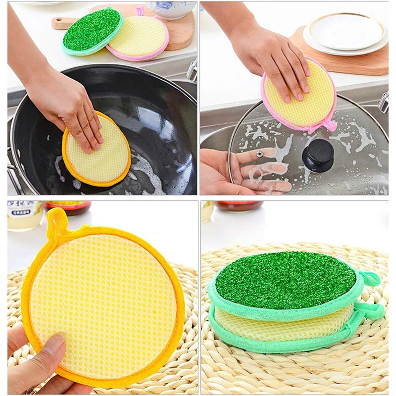 10 Pack Microfiber Scrubbing Pads Dishwashing Scrubber Sponge, Dish Scrub