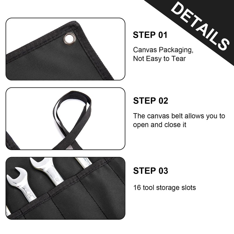 Wrench Organizer,Tool Roll Pouch – 16-Pocket Waterproof Oxford Cloth Wrench